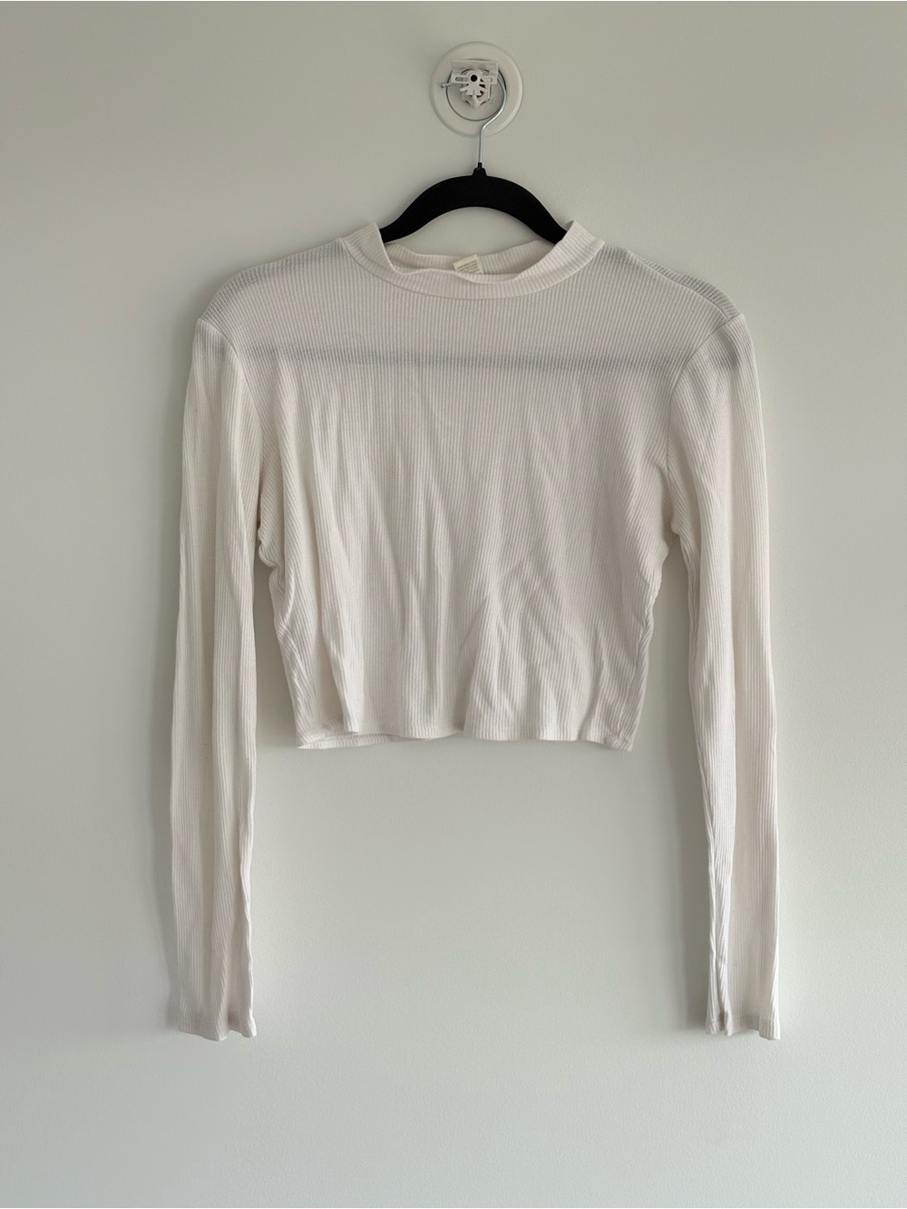 Women's Bozzolo Long Sleeve Ribbed Crop Top - White